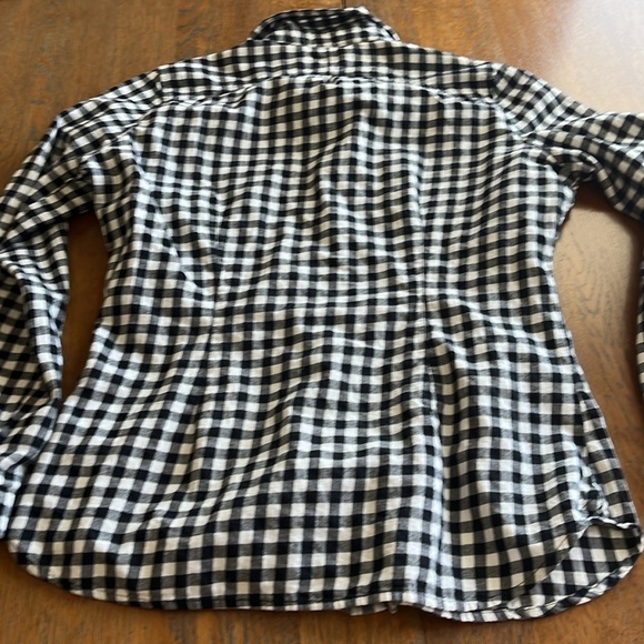 Woolwich Black-and-White Plaid Button-Down Top Size Medium Long Sleeves - Picture 15 of 16